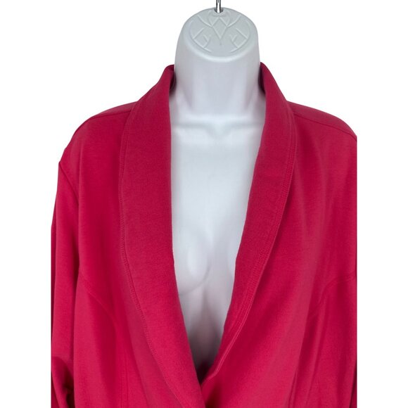 Susan Graver Womens Ruched Sleeve Single Button Cardigan Jacket 2X Pink - Picture 2 of 9